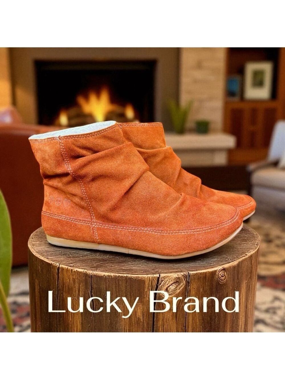 Lucky Brand-New/custom dyed “cedar” suede Randi pull on booties. Size 7. New!